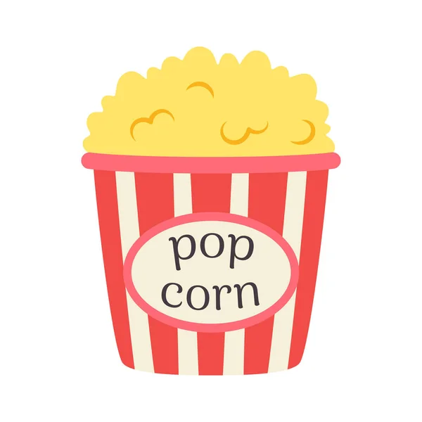 Popcorn Isoliert Auf Weißem Hintergrund Kino Ikone Flachen Stil Snack — Stockvektor