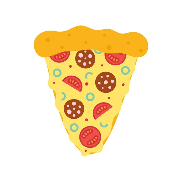 Tranche Pizza Aux Tomates Saucisse Fromage Olives Isolées Sur Fond — Image vectorielle