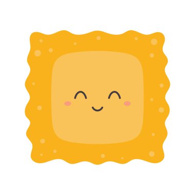 İtalyan makarnası, gülümseyen ifadeli Ravioli karakterinin vektör çizimi.