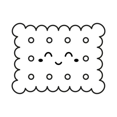 Siluette çizgi film kraker karakteri, gülen yüzlü komik atıştırmalıkların düz vektör çizimi