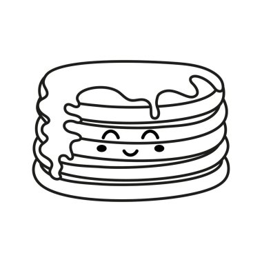 Çizgili krep karakterinin çizgi film vektör çizimi, beyaz arka planda izole edilmiş düz stil tatlı kahvaltı.