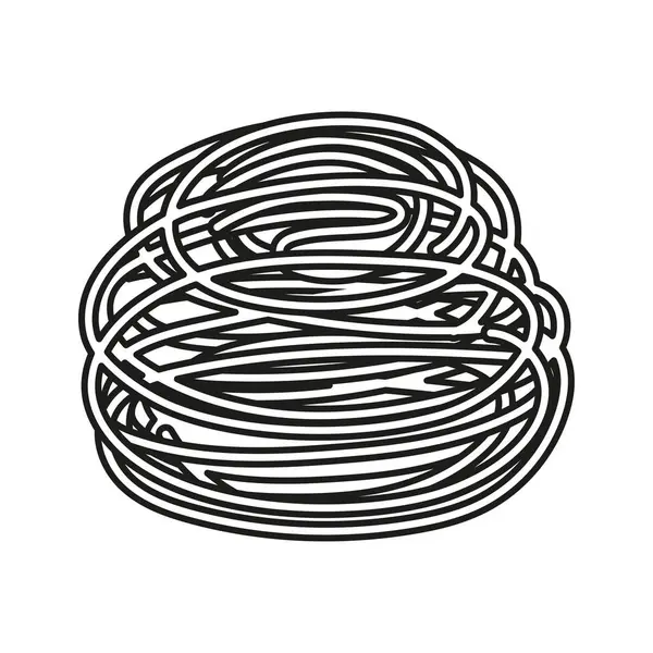 Дизайн Традиционных Итальянских Блюд Контур Спагетти Черно Белые Макароны Изолированы — стоковый вектор
