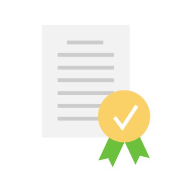 Belgeler ikonu onayladı. Belge akredite edildi, onaylı anlaşma, patent vektörü illüstrasyonu