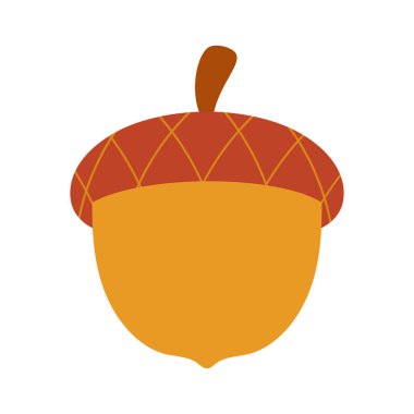 Beyaz arkaplanda izole edilmiş palamut karikatür çizimi, sonbahar tasarımı için vektör çizimi, çizgi film tarzı