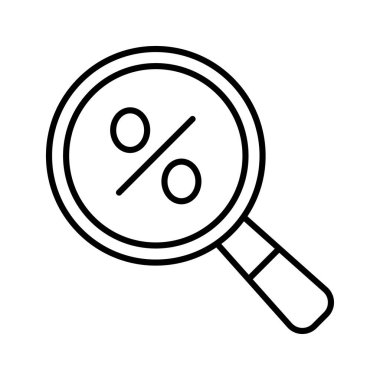 İndirim simgesini ara. Arama satışı. Vektör illüstrasyonu
