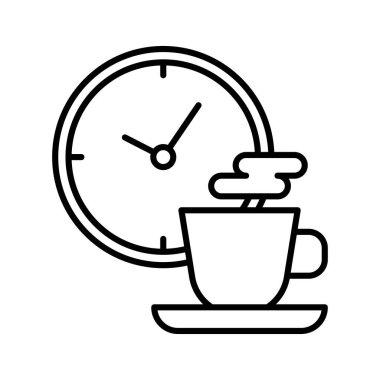 Kahve molası ikonu. Çay zamanı. Vektör illüstrasyonu