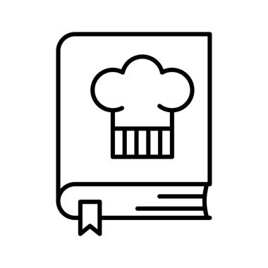 Yemek kitabı ikonu. Mutfak referansında tarifler var. Vektör illüstrasyonu