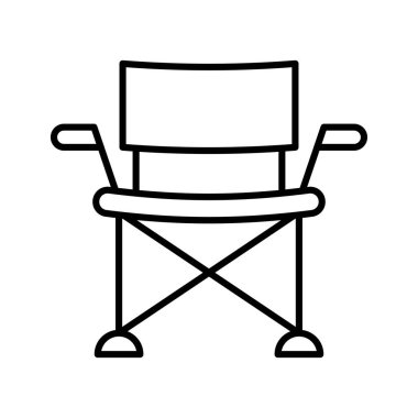 Kamp koltuğu ikonu. Balıkçı sandalyesi. Katlanan koltuk. Vektör İllüstrasyonu.