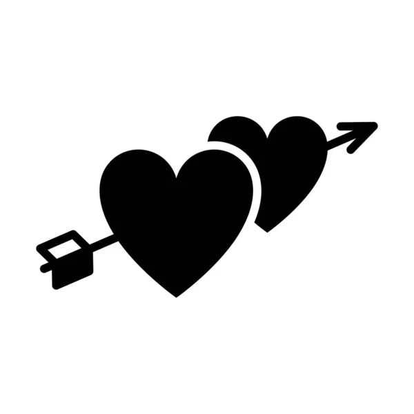 Hartpijl Icoon Gelukkig Romantisch Valentijnsdag Symbool Vectorillustratie — Stockvector