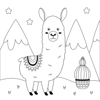 Lama 'lı siyah beyaz baskı