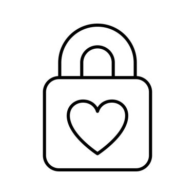 Kalp ikonlu asma kilit. Kalp kilitlendi. Vektör illüstrasyonu