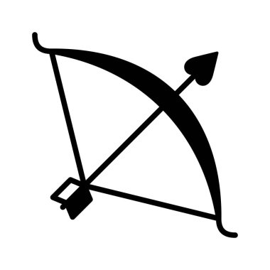 Aşk tanrısı ok ve yay şeklinde bir kalp. Sevgililer Günü sembolü. Vektör illüstrasyonu