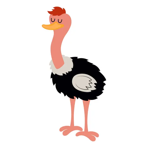 일러스트 동물에 스타일의 귀여운 Ostrich — 스톡 벡터