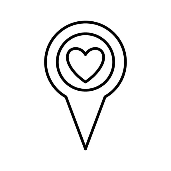 Icono Ubicación Amor Localización Icono Pin Con Forma Corazón Lugares Ilustración de stock