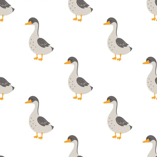 Scandinavian Seamless Pattern Cartoon Goose Isolated White Easter Background Can Royalty Free Stock Illustrations