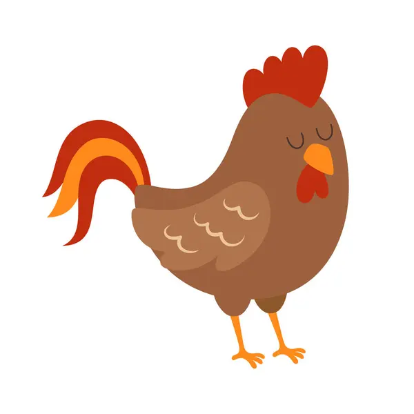 Farm Cook Icon Cute Cartoon Bird Character Isolated Rooster Animal Royalty Free Stock Vectors