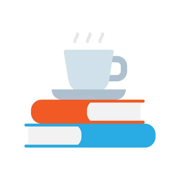 Stack Books Cup Hot Coffee Tea Books Pile Hot Drink Royalty Free Stock Vectors