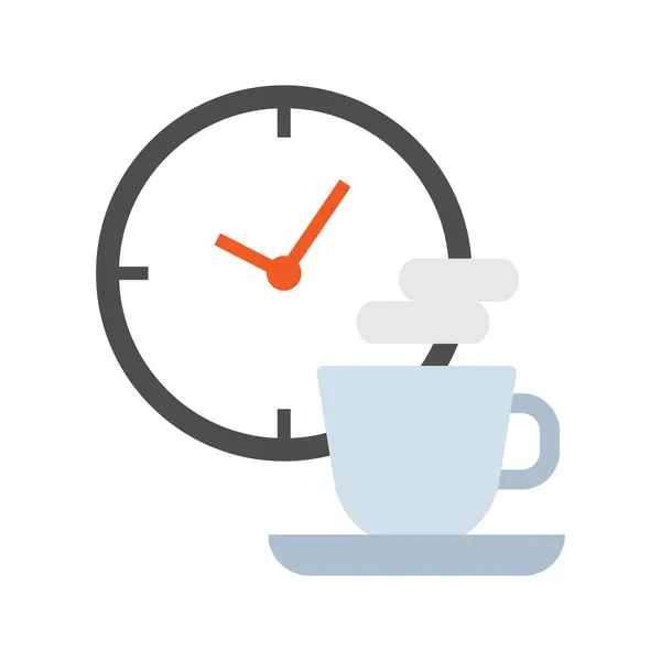 Кофе Брейк Часы Чайной Чашкой Пора Завтракать Векторная Иллюстрация Стоковый вектор