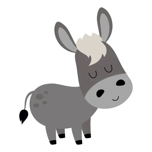Cute Donkey Vector Illustration Isolated White Background Animal Flat Style Royalty Free Stock Vectors