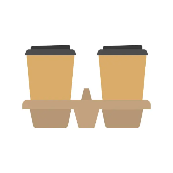 Afhaalkoffie Houder Twee Afhaalpapieren Koffiekopjes Kartonhouder Koffie Gaan Vectorillustratie Stockillustratie