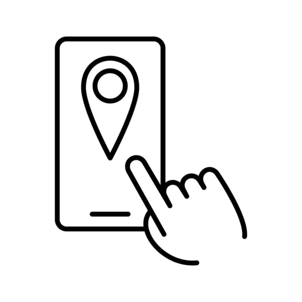 Helymeghatározó Jellel Vagy Navigációs Jellel Ellátott Mobil Fogalom Földrajzi Hely Stock Illusztrációk