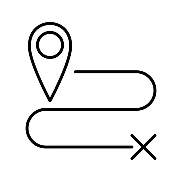Single Route Tracking Motion Icon Simple Line Path Searching Destination Ilustração De Bancos De Imagens