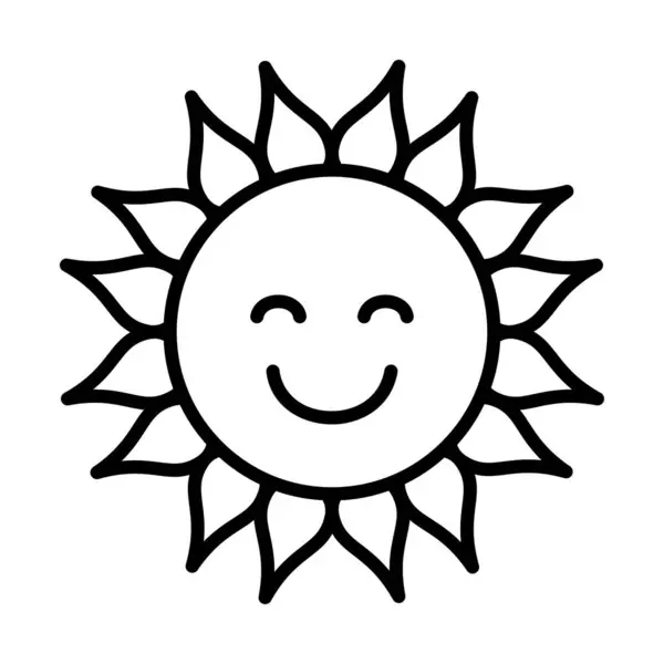 Симпатичная Икона Солнца Мультфильм Счастливый Солнечный Персонаж Улыбающееся Летнее Солнце Стоковый вектор