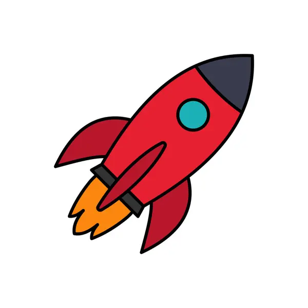 Летающая Ракета Космический Корабль Запущен Космос Концепция Запуска Бизнеса Векторная Стоковая Иллюстрация