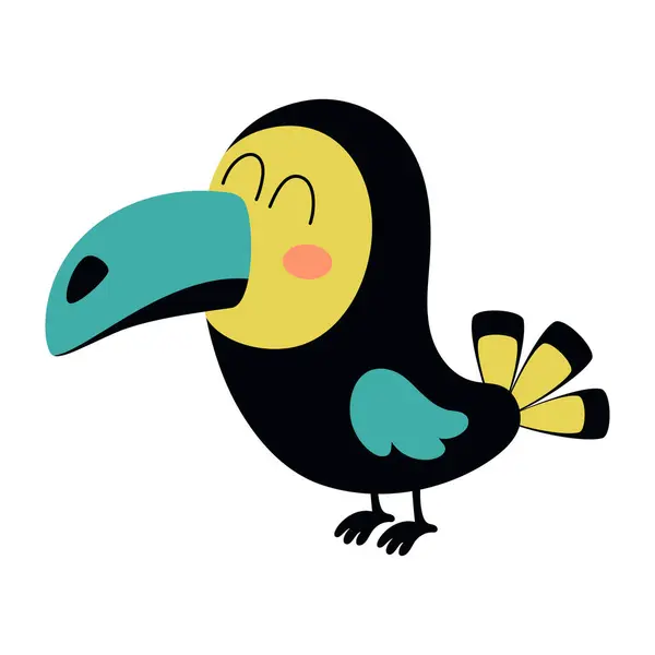 Vector Illustration Cute Toucan Cartoon Style Tropical Bird Isolated White Jogdíjmentes Stock Illusztrációk