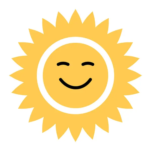Szczęśliwa Ikona Słońca Śliczne Uśmiechnięte Letnie Słońce Ilustracja Wektora Grafika Wektorowa