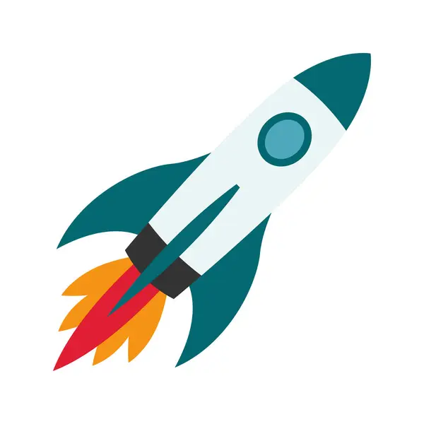Rocket Space Ship Space Rocket Launch Fire Business Start Concept Stock Illustration