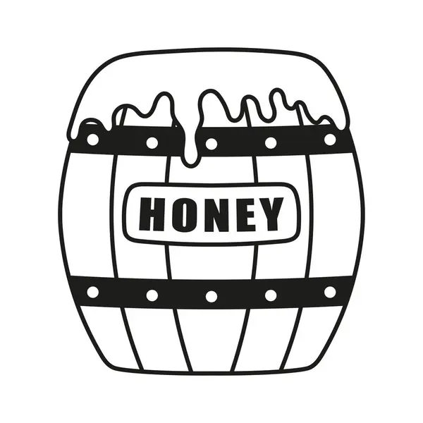 Barrel Honey Line Icon Beekeeping Concept Wooden Barrel Honeycomb Isolated Vetor De Stock