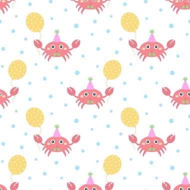 Yengeçsiz doğum günü şablonu, karşılama arkaplanı kumaş, albüm, çocuklar ve ev dekorasyonu projeleri için mükemmel.