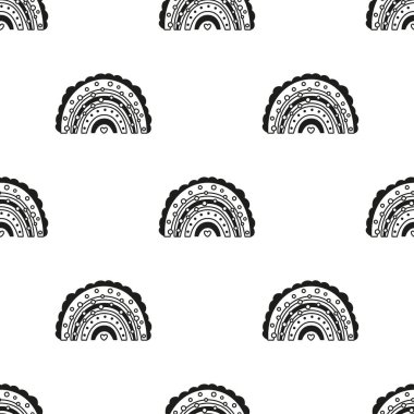gökkuşağı pürüzsüz desen, siyah dış hat beyaz arkaplanda izole
