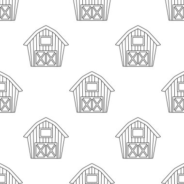 Taslak çiftlik evi simgesi izole, beyaz arka planda ahır evinin pürüzsüz deseni, düz stil