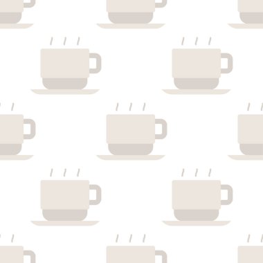 Kusursuz desen, kahve fincanı. Bir fincan kahve ya da kafein içeceği. Vektör illüstrasyonu