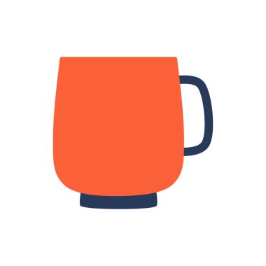 Çay ya da kahve için seramik bardak, tatlı çanak çömlek, çömlek, beyaz arka planda izole edilmiş çizgi film kupasının düz vektör çizimi