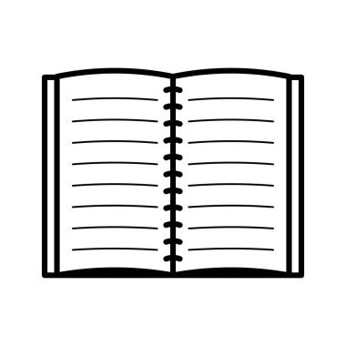 Kitap simgesini aç. Not defteri beyaz arkaplanda. Eğitim sembolü. Vektör İllüstrasyonu.