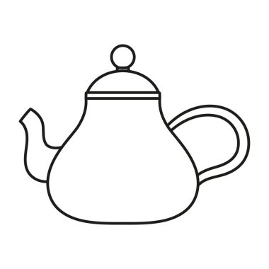 Beyaz arkaplanda izole edilmiş çaydanlık, düz biçim, tek nesne