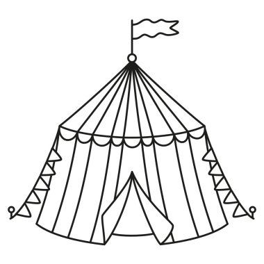 Sirk çadırı çizgisi simgesi, beyaz arkaplan, logo ve sembolde izole edilmiş basit vektör çizimi