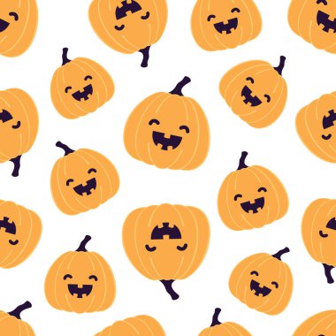 Cadılar bayramının kusursuz deseni Mutlu balkabağı, düz stil