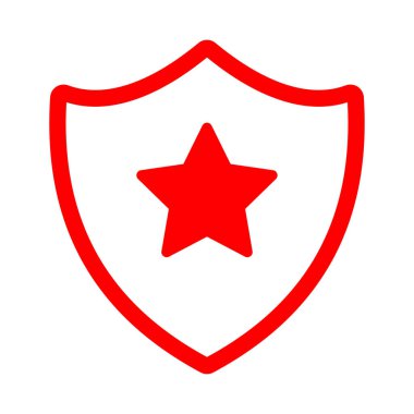 Kalkanda yıldız var. Beyaz arkaplanda vektör illüstrasyonu