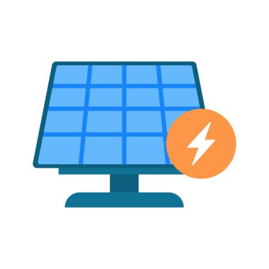 Güneş paneli çizgi simgesi. Yeşil temiz enerji ve yenilenebilir kaynaklar. Güneş enerjisi. Vektör illüstrasyonu