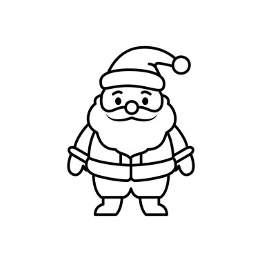 Noel Baba ikonu doğrusal olarak. Noel Baba karakteri beyazla izole edilmiş. Vektör illüstrasyonu