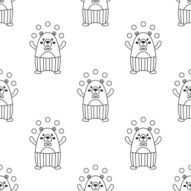 Sirk hayvanı ile kusursuz bir düzen, komik ayı hokkabaz ile vektör çocuksu bir geçmiş