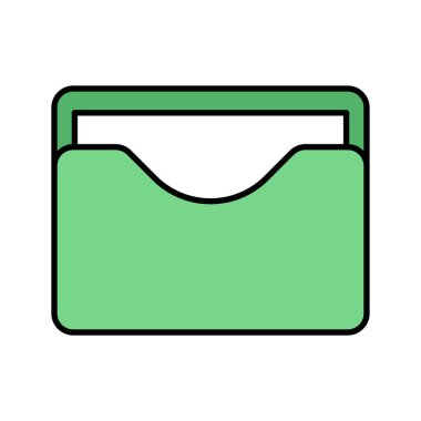 Ofis dosya simgesi. Belgelerin olduğu dosya klasörü. Raporlar ve arşiv dosyaları için dizin. Vektör illüstrasyonu.