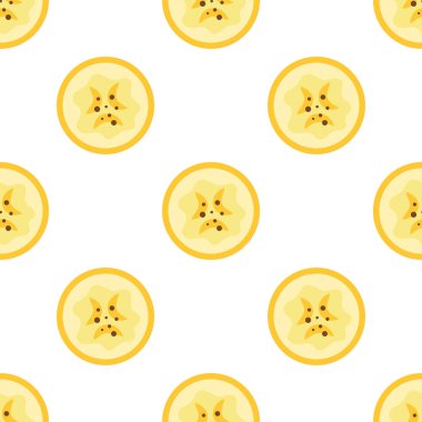 Muz dilimli tropikal desen, kağıt, tekstil ve kumaş için mükemmel baskı, düz vektör çizimi