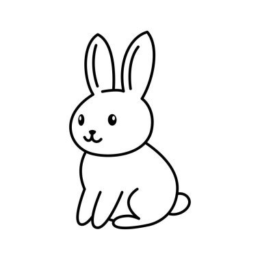 Tavşan simgesi. Şirin çizgi film tavşanı oturuyor. Vektör illüstrasyonu.