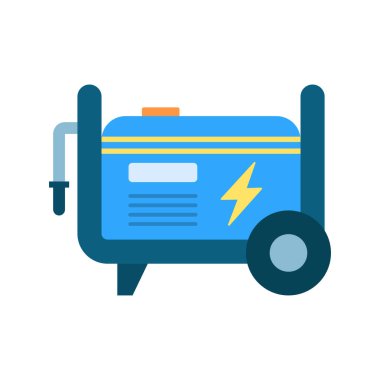 Ev elektrik jeneratörü. Portatif güç jeneratörü beyaz arkaplanda izole edildi. Vektör illüstrasyonu