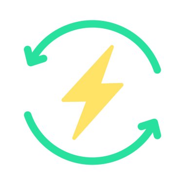 Yenilenebilir enerji ikonu. Güneş enerjisi sembolü. Vektör illüstrasyonu